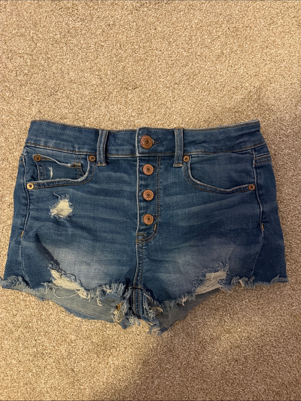 American Eagle High-Rise Denim Shorts - Blue